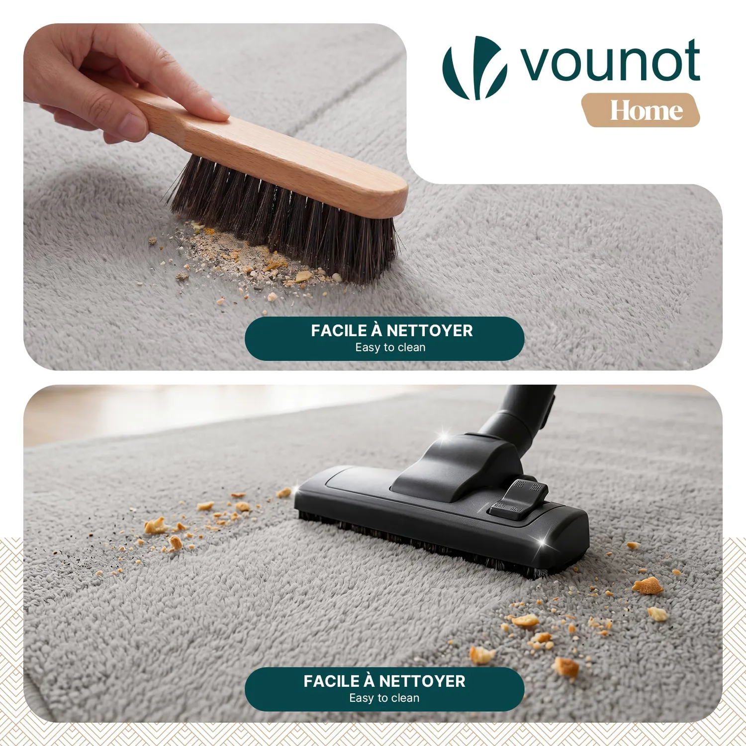 VOUNOT tappeto salotto pelo corto 140x200cm grigio