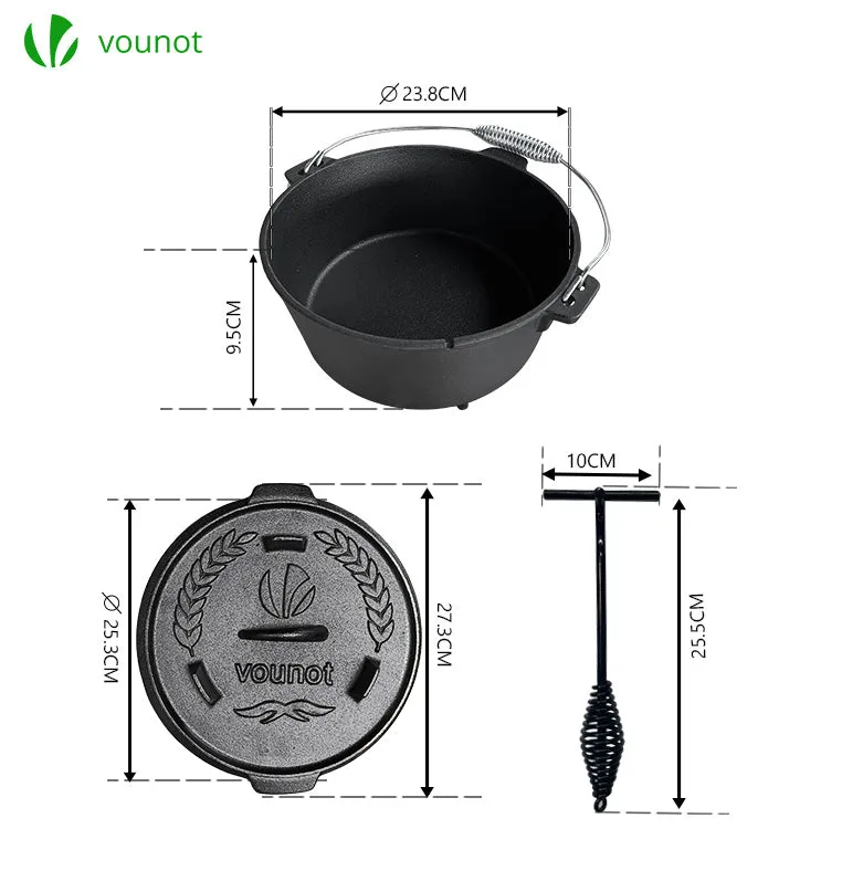 VOUNOT Cocotte Ghisa Dutch Oven 4,25L con Coperchio