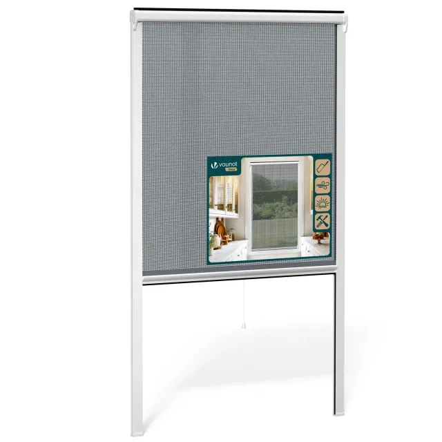 Vounot zanzariera avvolgibile finestra 100x160 cm bianca ritagliabile