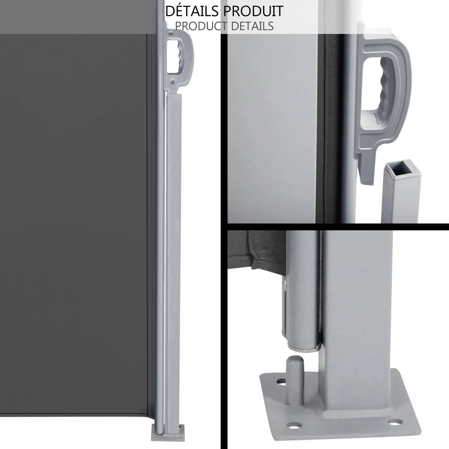 Vounot tenda paravento retrattile 180x300cm grigio anti-UV