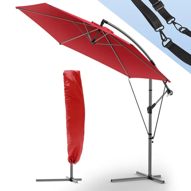VOUNOT Ombrellone Decentrato 3 m Rosso con Custodia