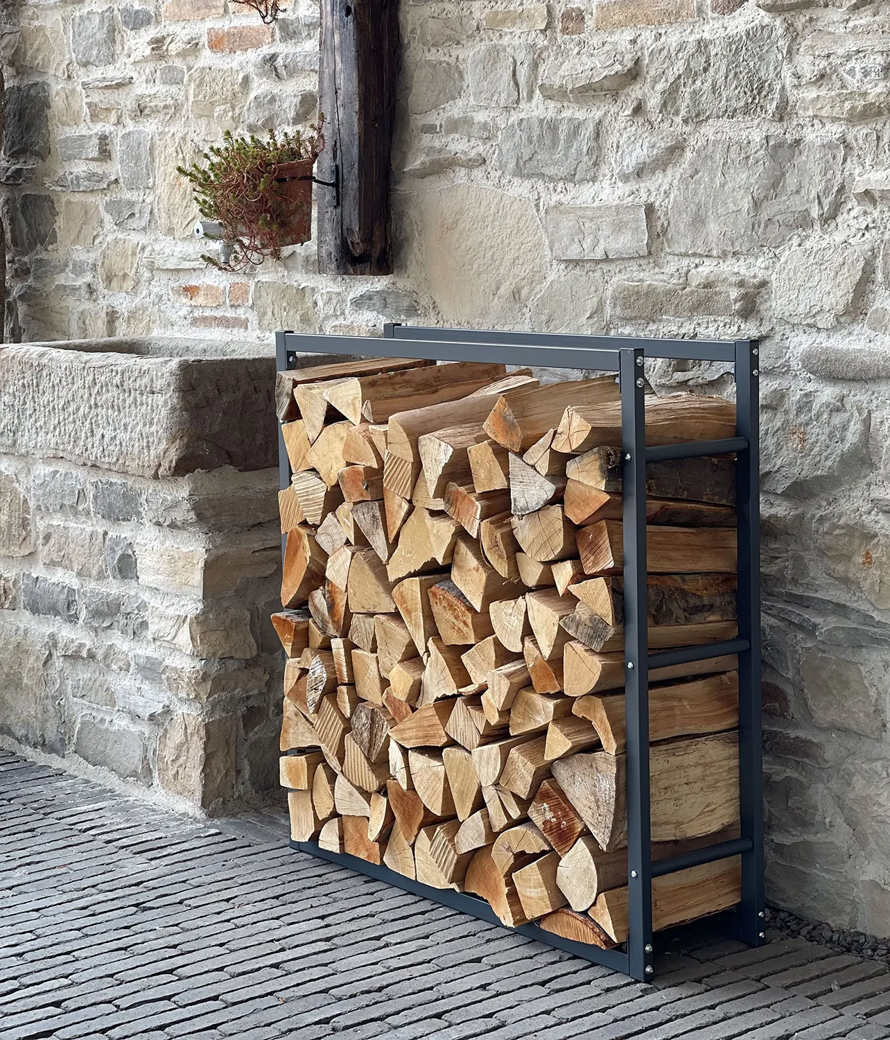 QUICK STAR portalegna metallo 90x25x90 cm antracite da esterno