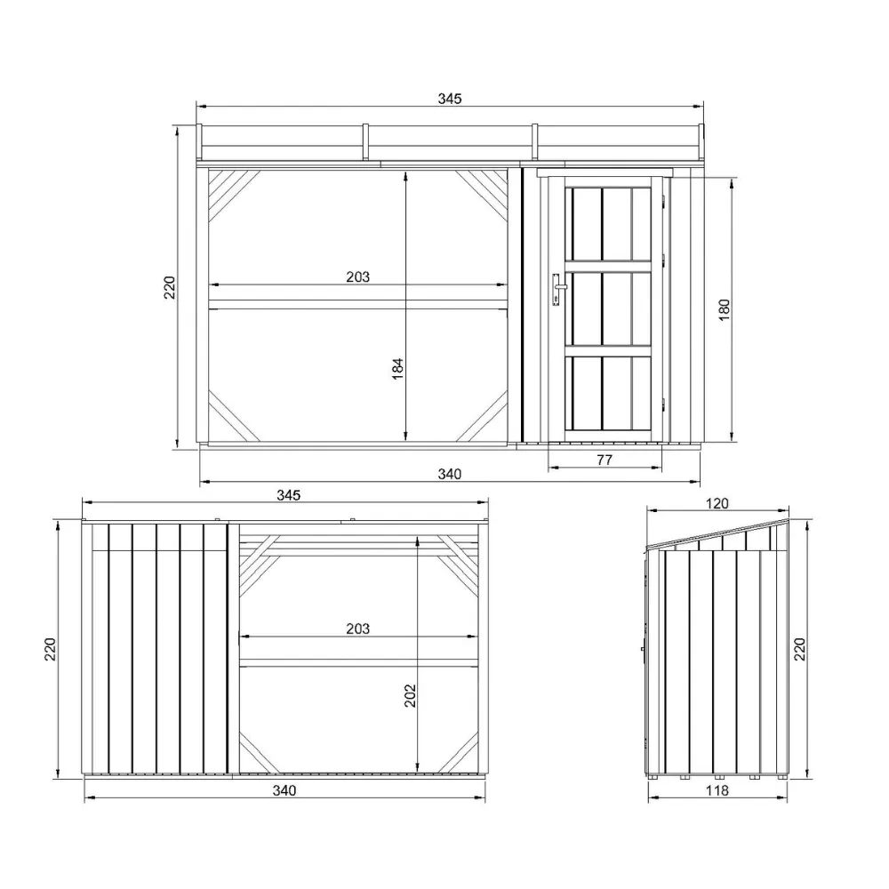 Timbela M985 SmartSide legnaia 345x120 cm 4 mc con rimessa