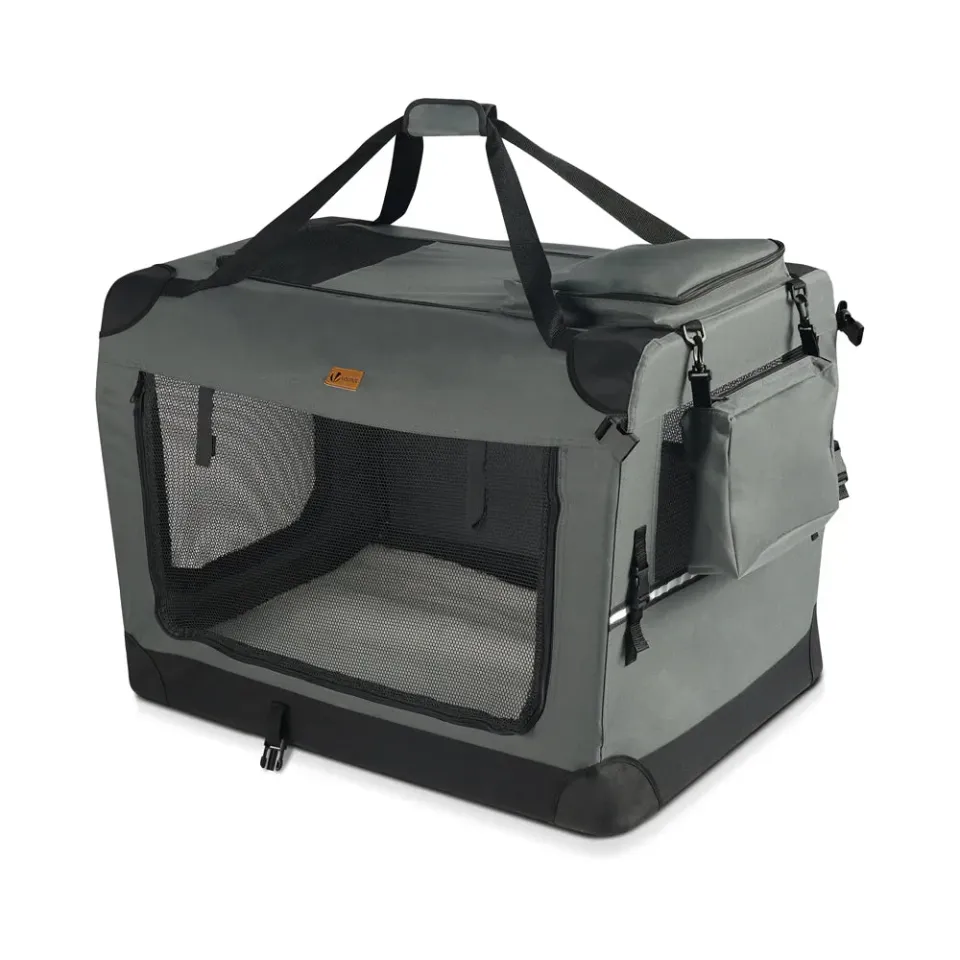VOUNOT Borsa Trasporto Cane Gatto 60x44x44 Grigia Pieghevole
