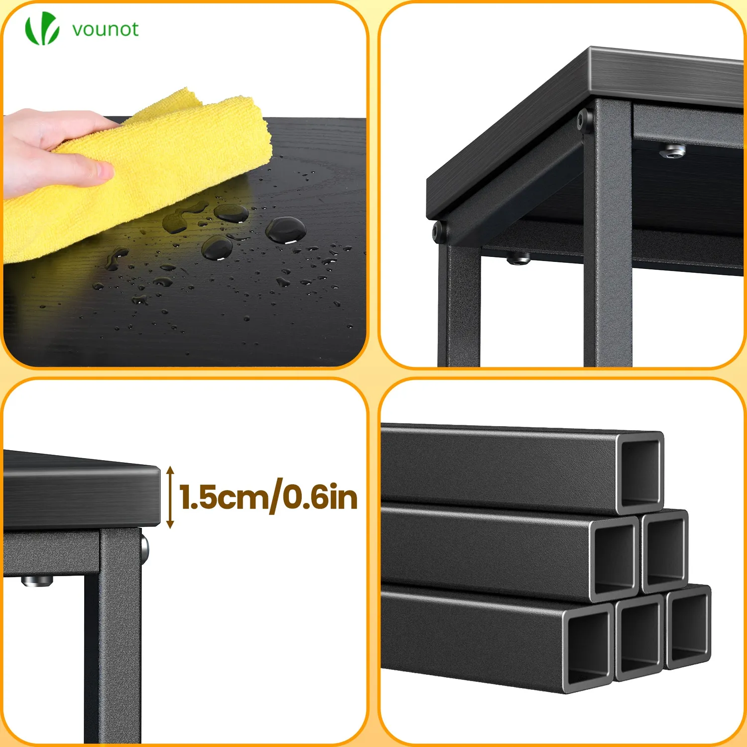 VOUNOT Consolle Ingresso 2 Ripiani 80x24x80 Nera Industriale