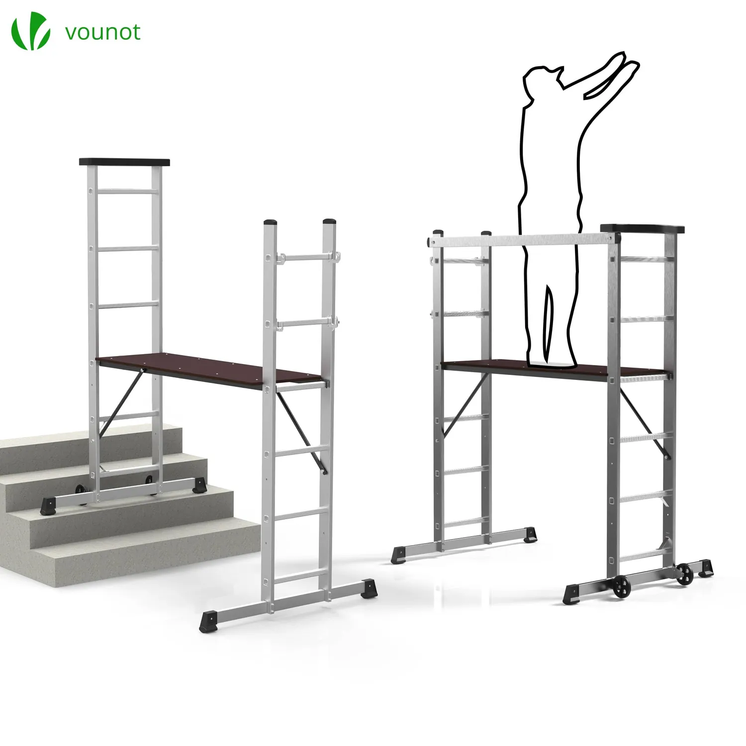 Vounot trabattello scala alluminio 3 in 1 portata 150 kg