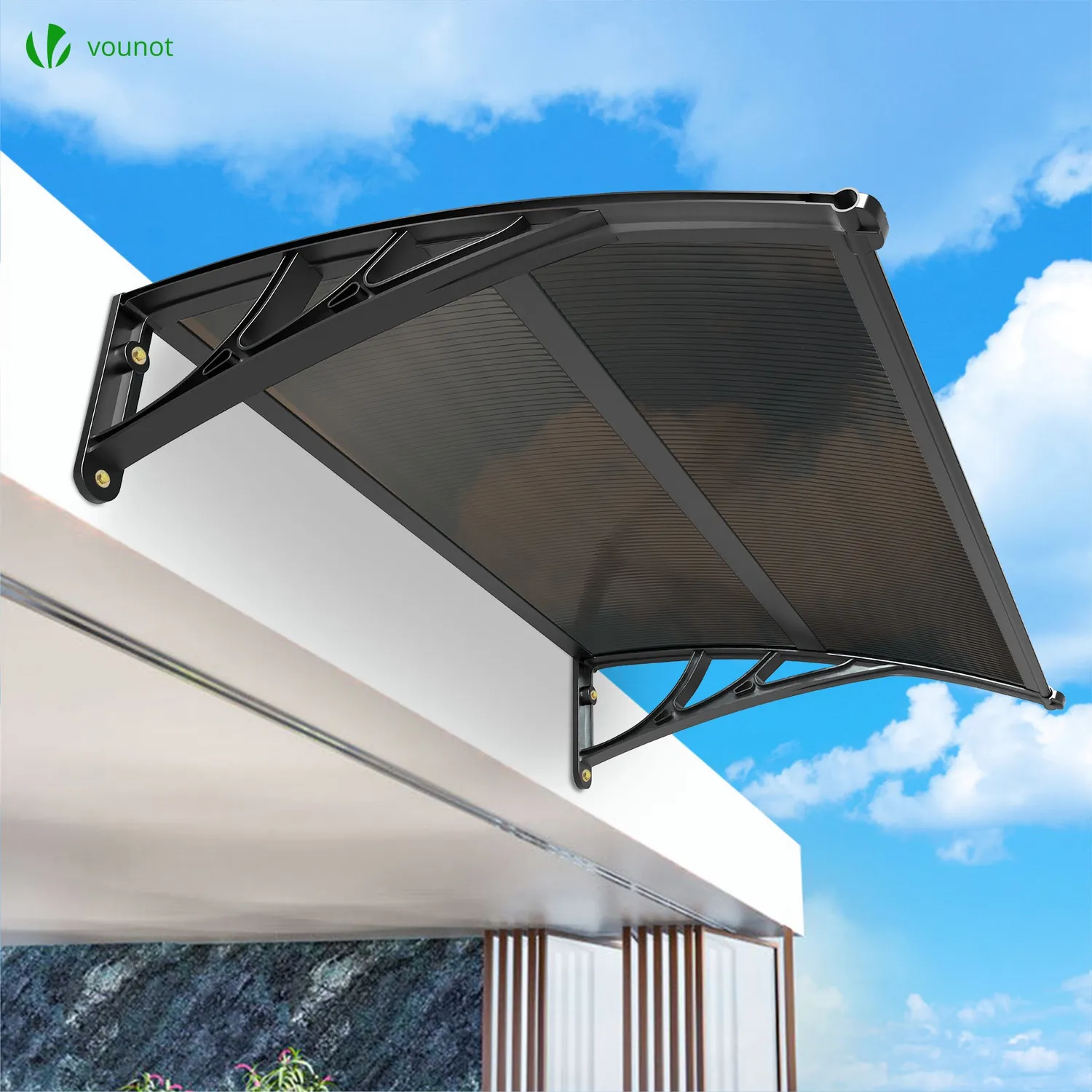 VOUNOT Pensilina porta 120x80 cm policarbonato marrone antipioggia