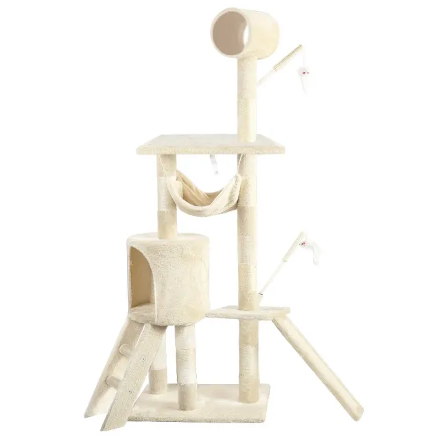 Vounot Albero Tiragraffi Gatto 154 cm Beige con Cuccia