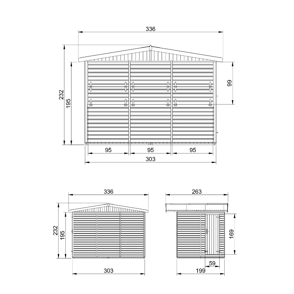 Timbela M150A chiosco legno 303x199 3 finestre