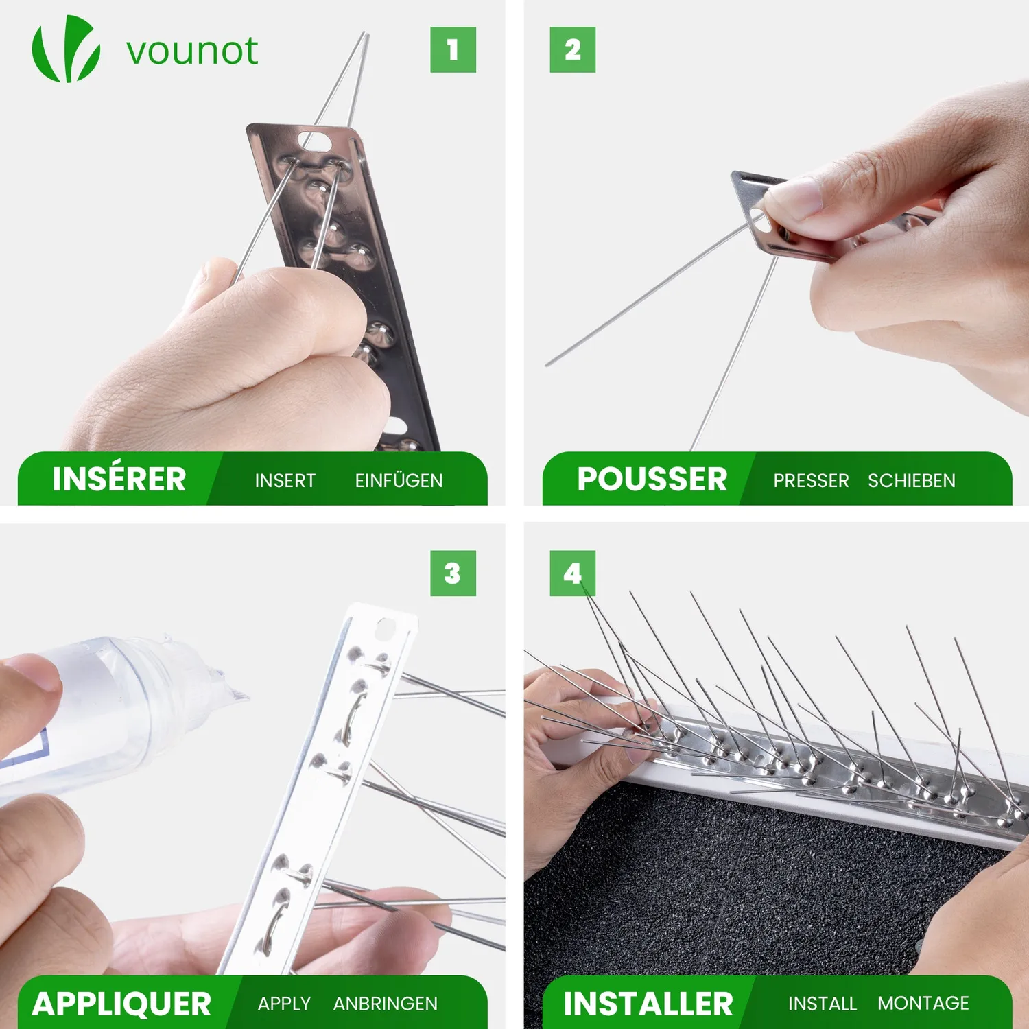 VOUNOT Dissuasore Piccioni Acciaio 6,5m 26 Moduli