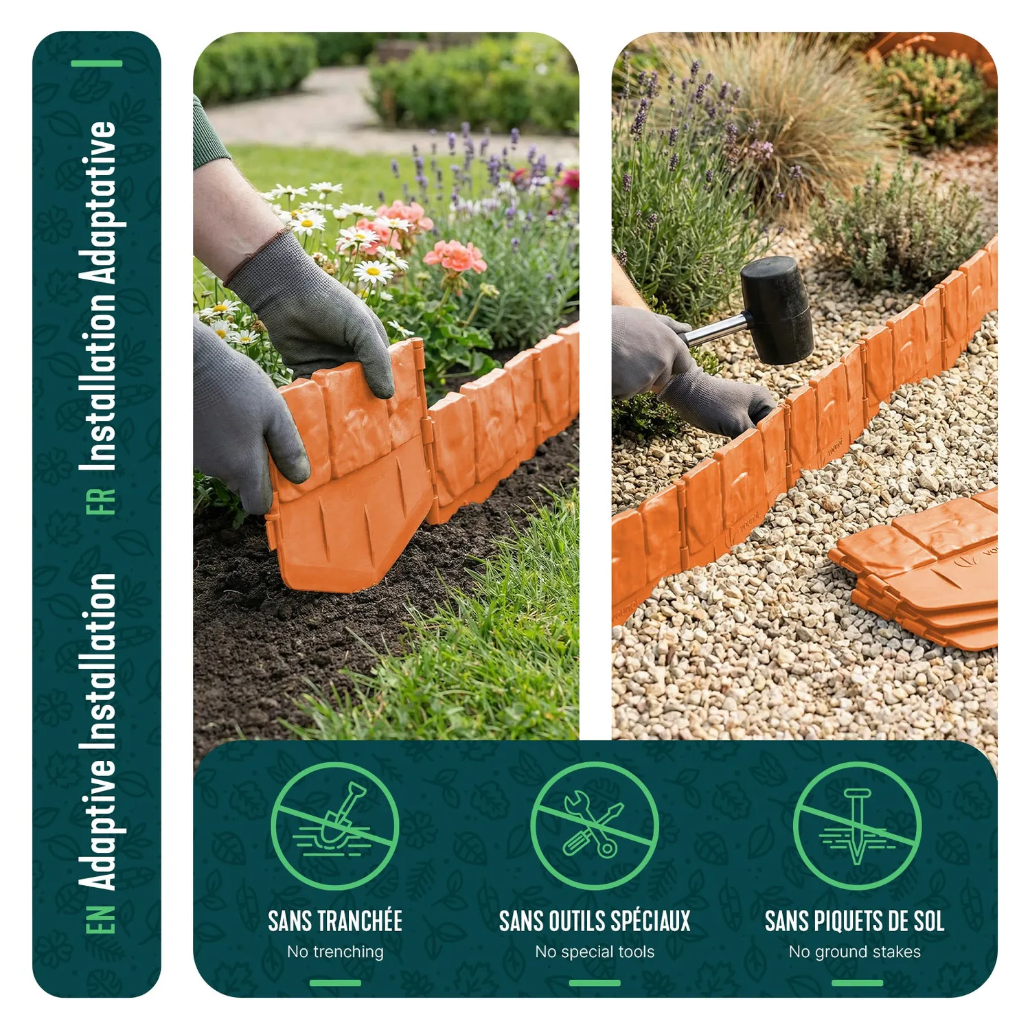 VOUNOT Bordura da Giardino Effetto Pietra 5,35 m Terracotta