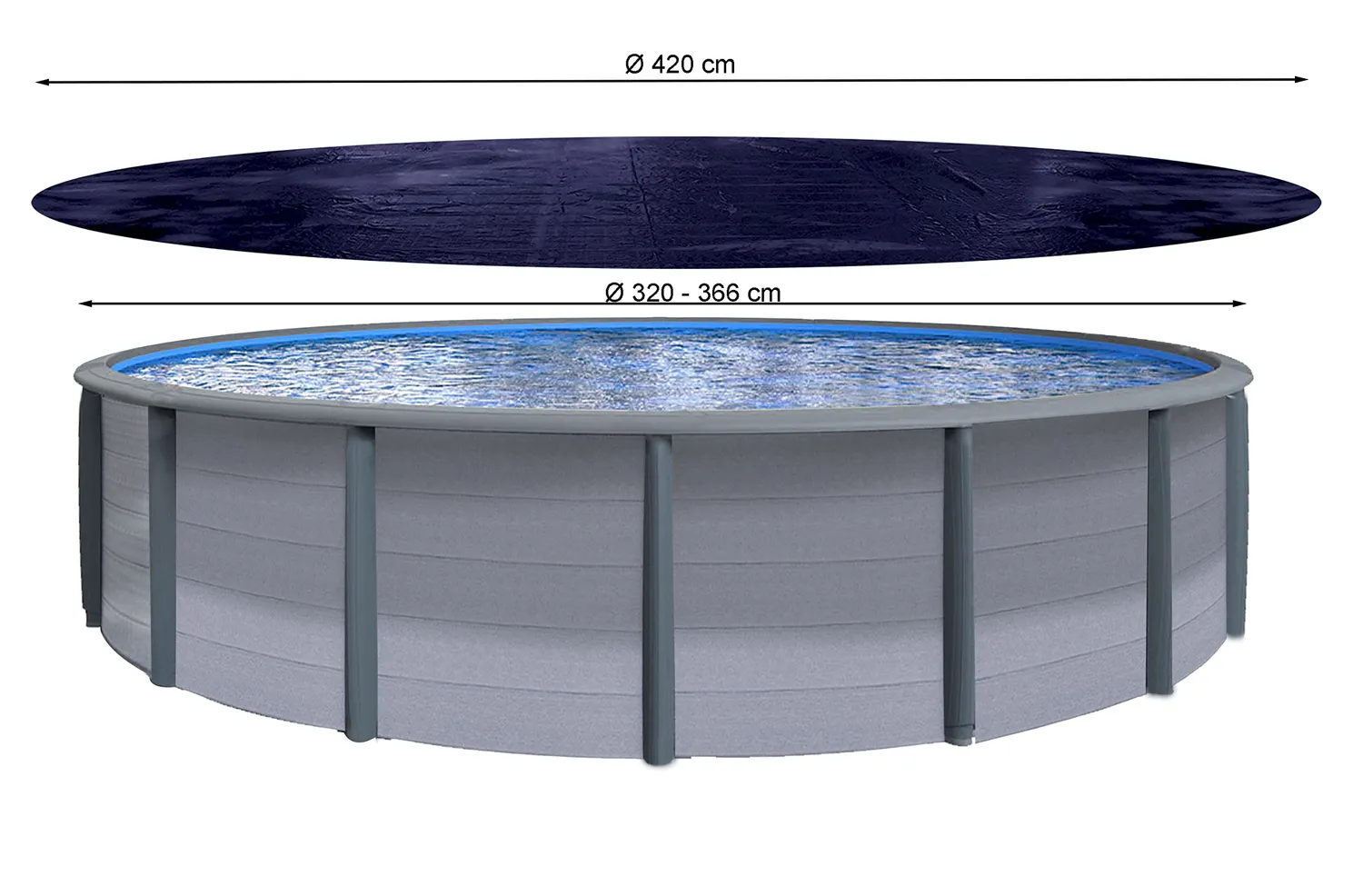 Quick Star telo piscina rotonda 420 cm nero 200 g/mq invernale