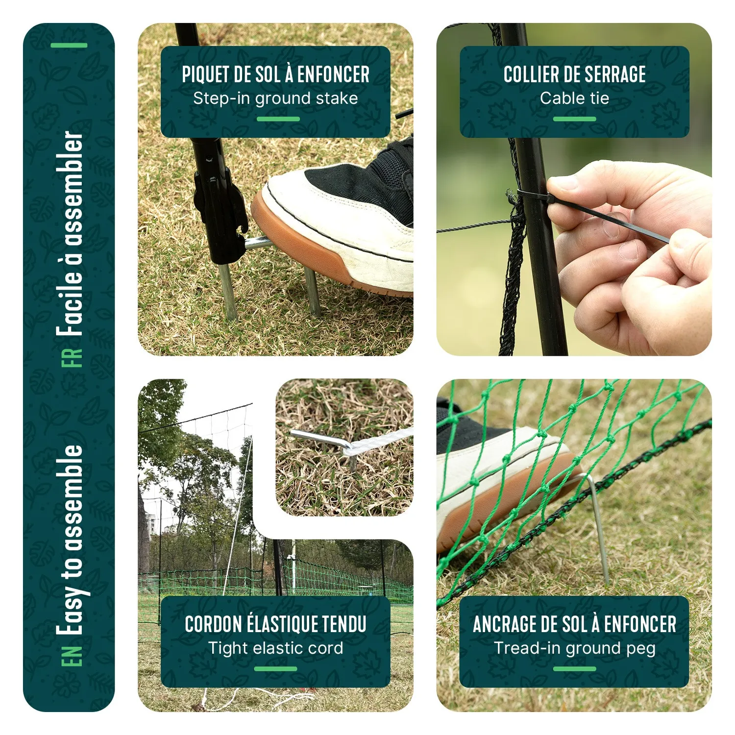 VOUNOT rete per polli verde 30 m con picchetti