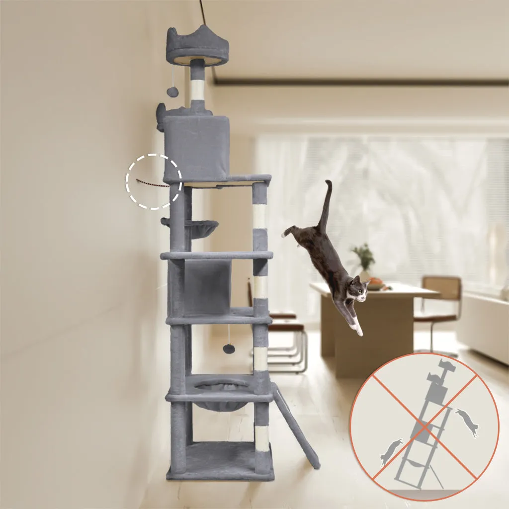 VOUNOT Albero Tiragraffi 215 cm Grigio 6 Livelli Sisal