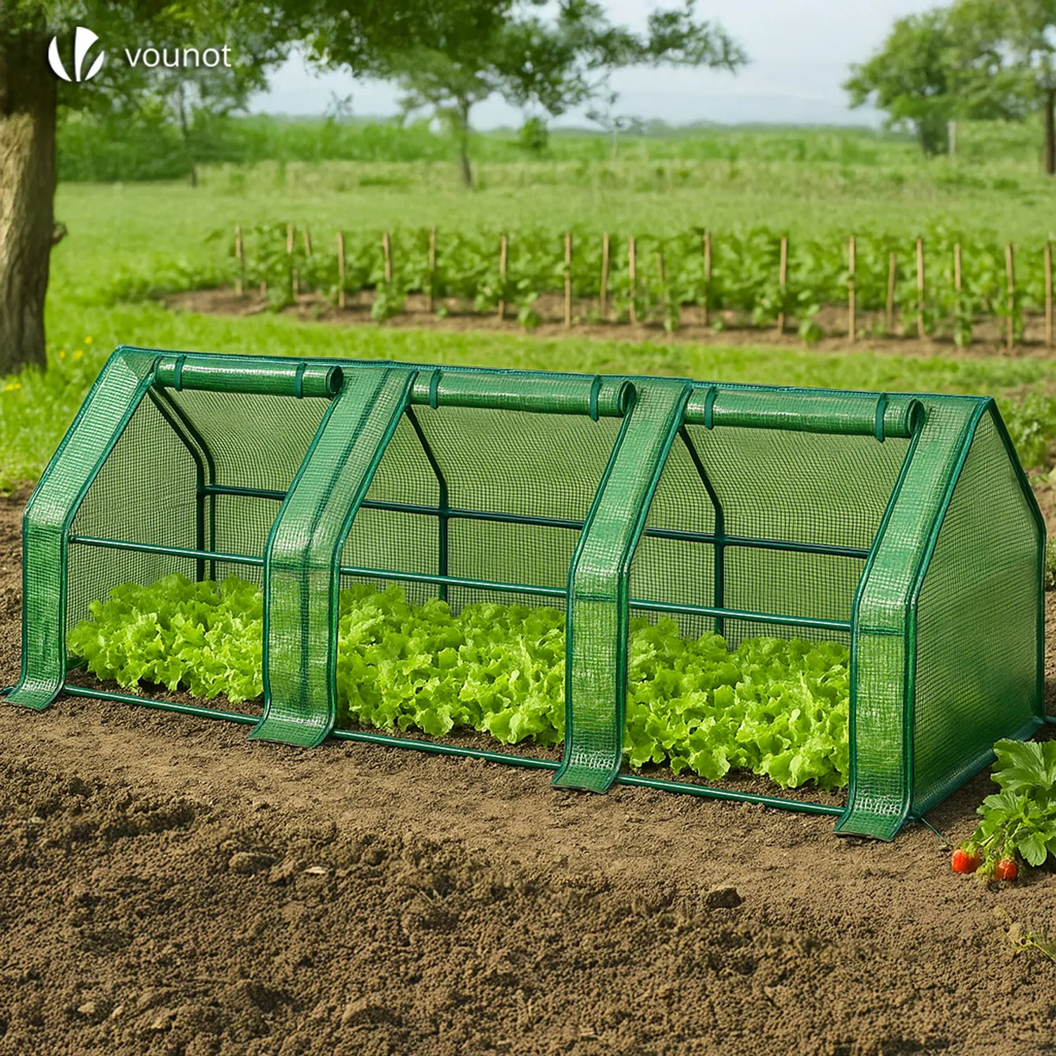 VOUNOT Mini Serra 270x90x90cm Verde 3 Sportelli
