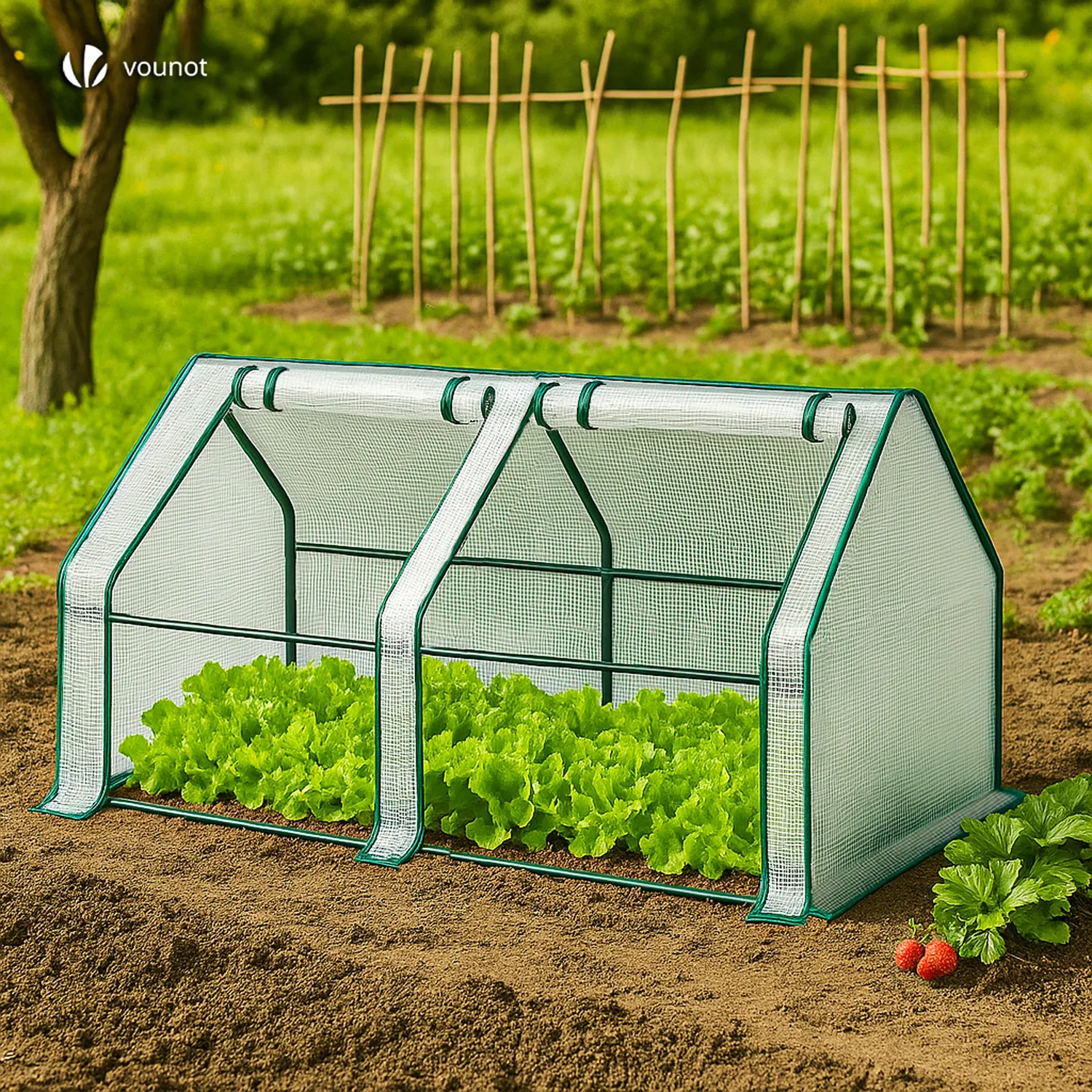 VOUNOT Mini Serra da Giardino 180x90x90cm Bianca con Telo PE