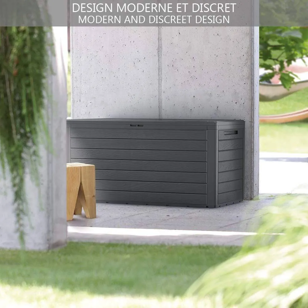 VOUNOT Baule da Esterno 280L Antracite Effetto Legno