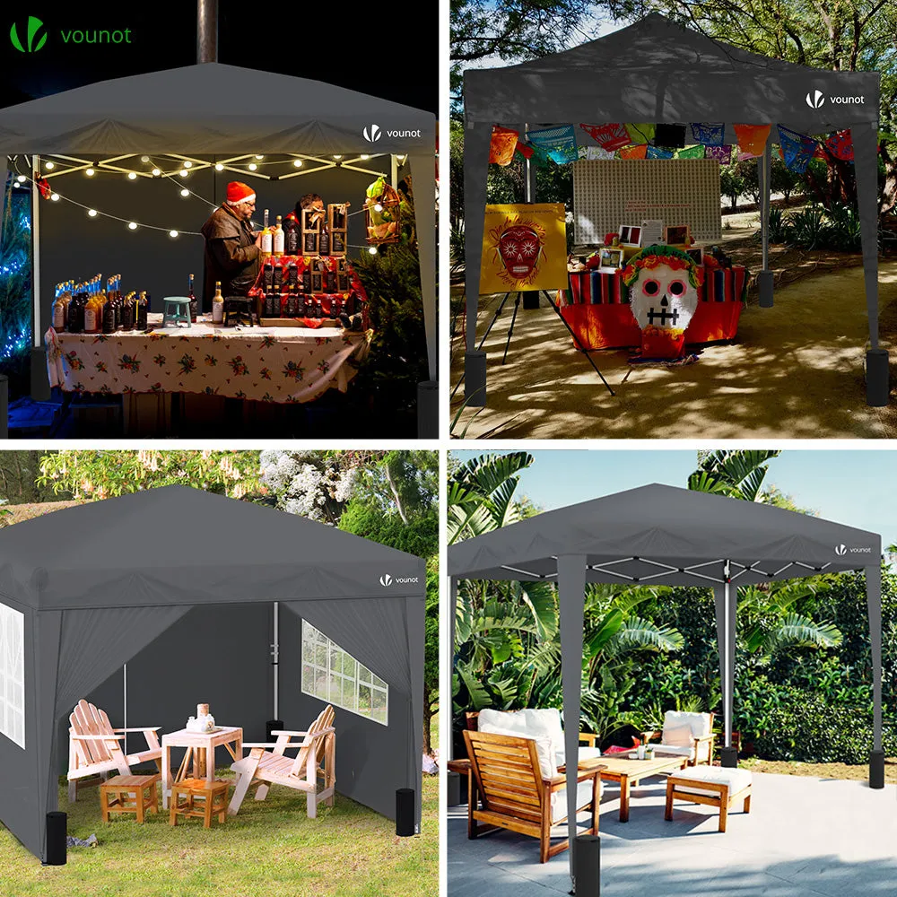VOUNOT Gazebo Pieghevole 3x3 m Grigio con 4 Pareti