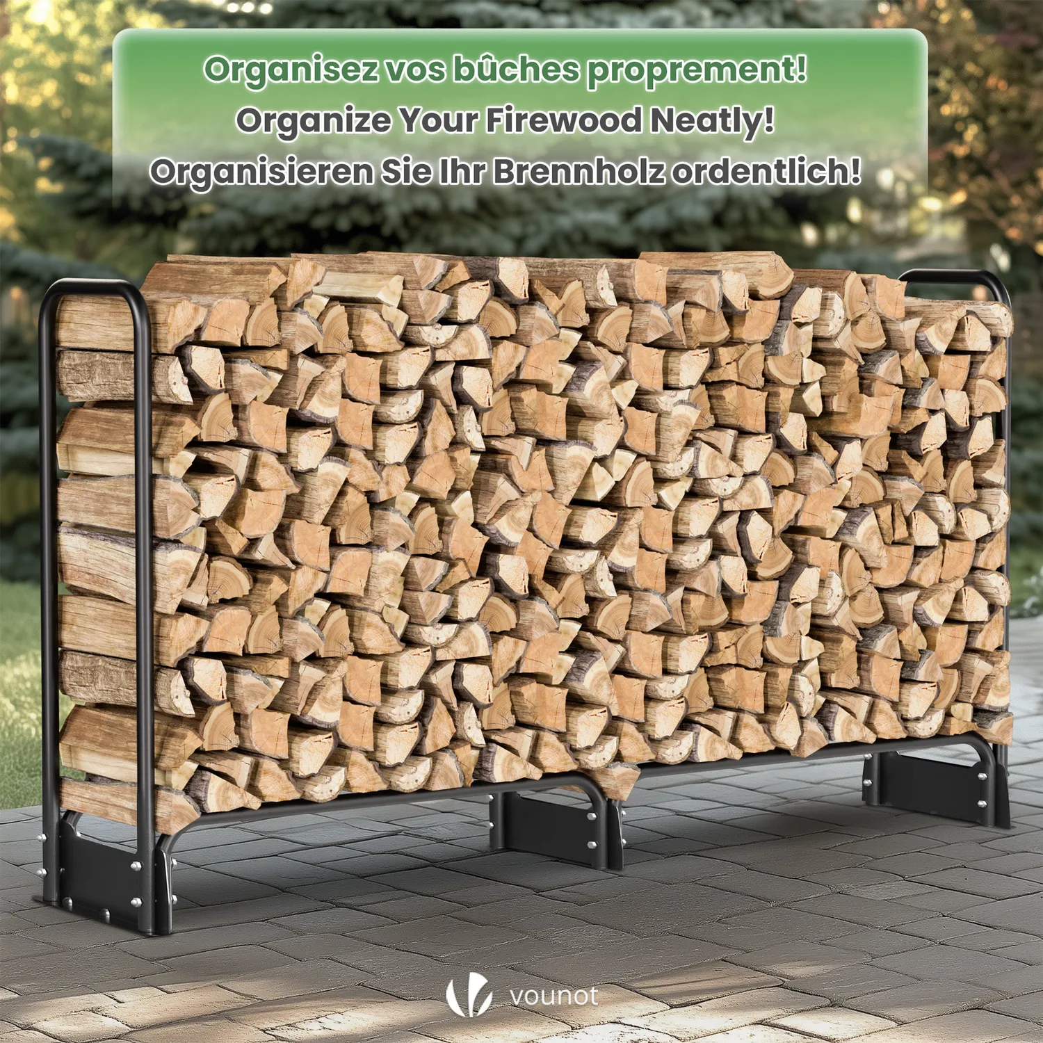 VOUNOT Portalegna acciaio 2m nero 400kg con copertura