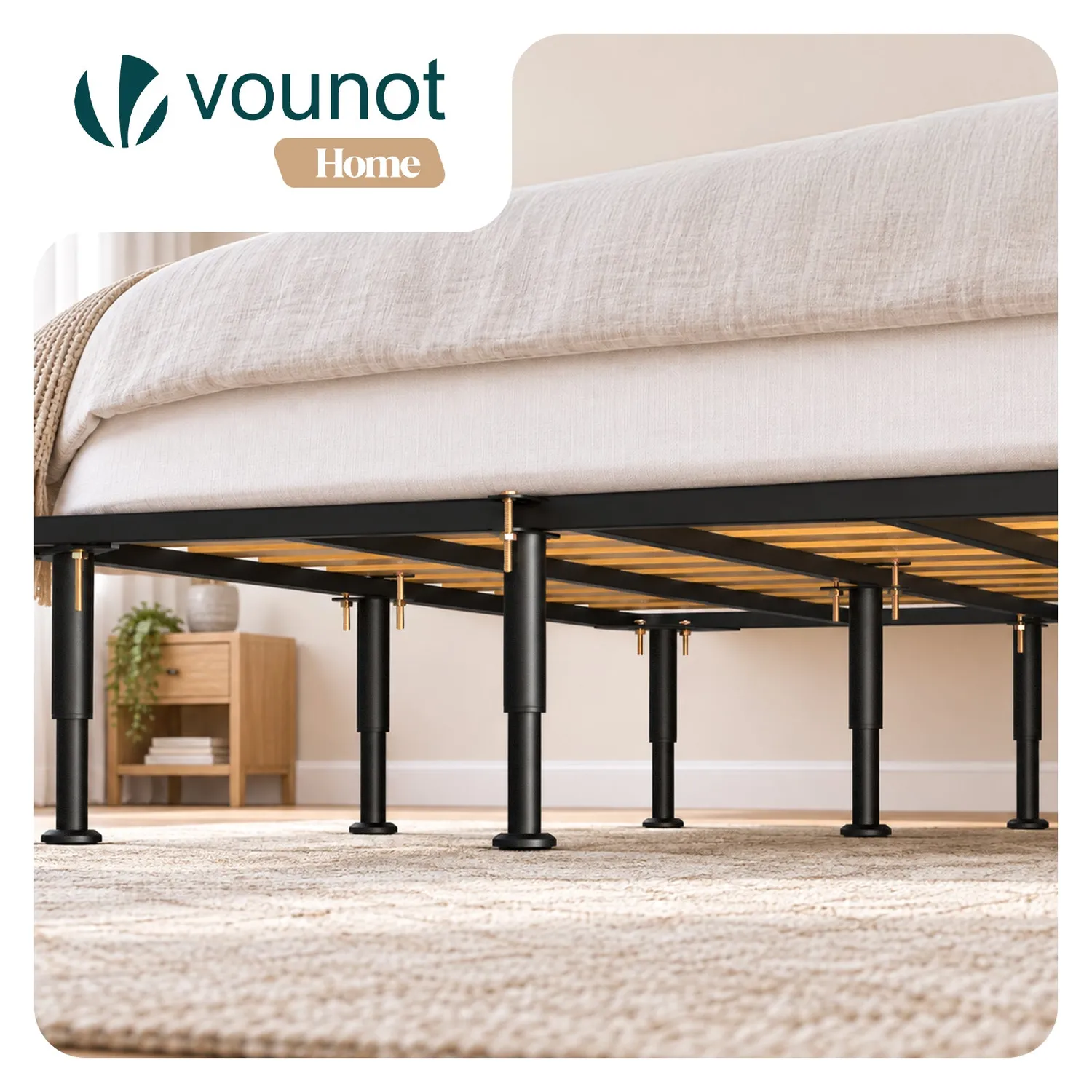 Vounot Piedi Letto Regolabili 25-43cm Metallo Nero 6pz