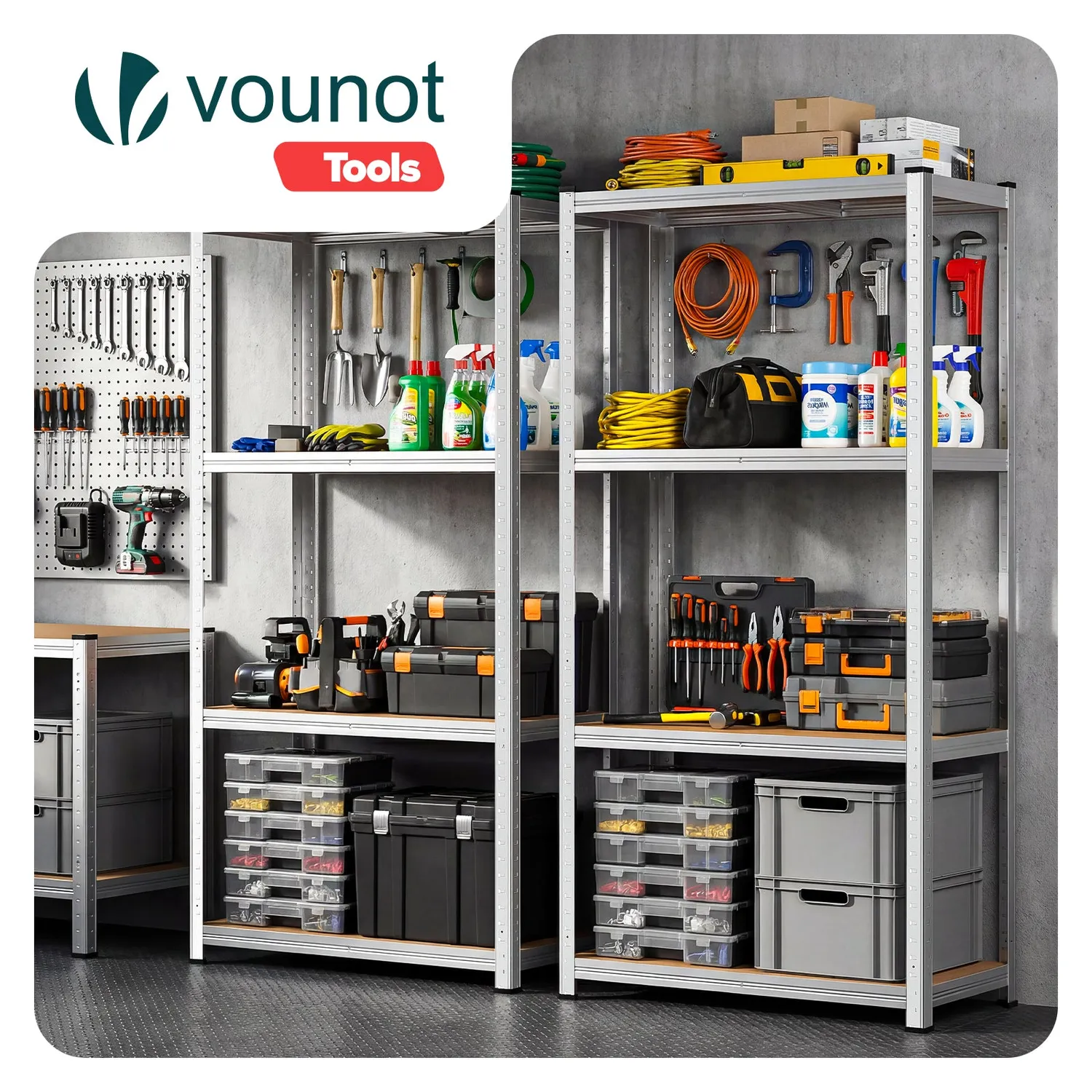 VOUNOT Scaffale Metallo 80x40x160cm 4 Ripiani 700kg 2 Pezzi