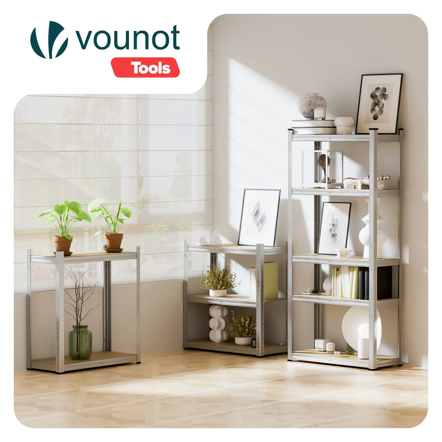 VOUNOT Scaffale metallo 5 ripiani 70x30x150cm 2 pezzi portata 175kg