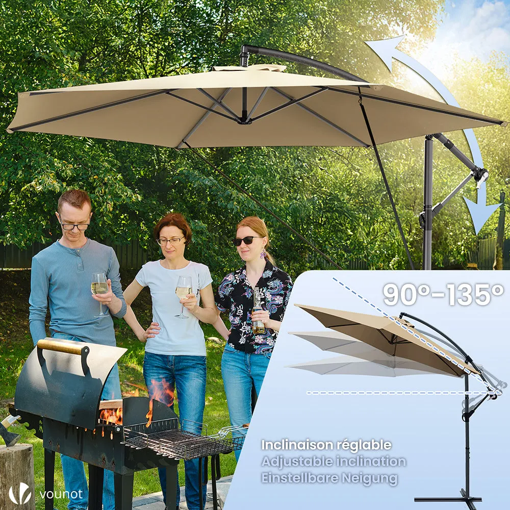 Vounot Ombrellone Decentrato 3m Kaki con Custodia Anti-UV