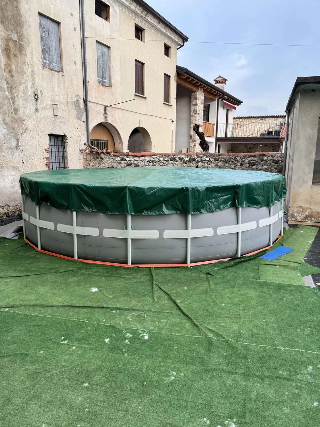 Quick Star telo piscina rotonda 420 cm nero 200 g/mq invernale