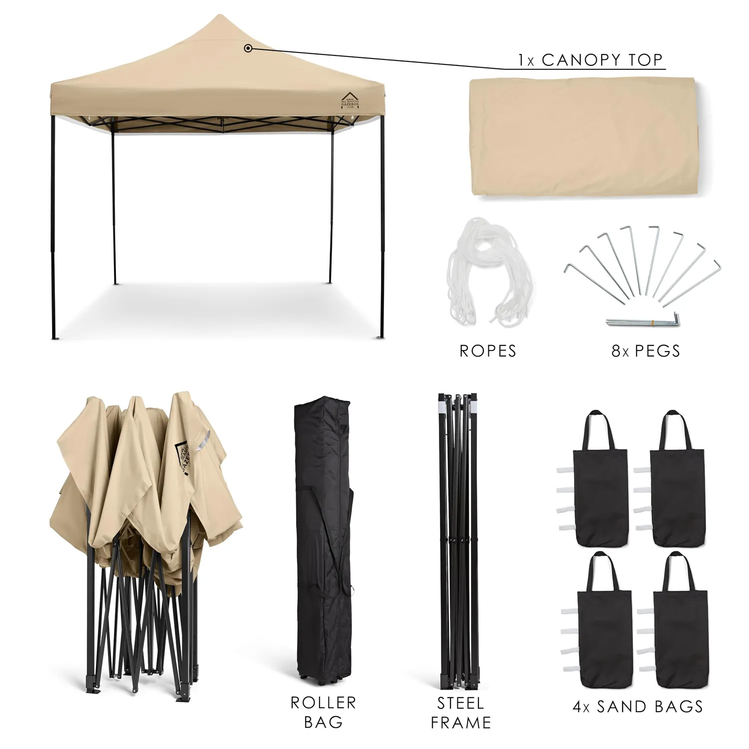 All Seasons Gazebos Gazebo 3x3 Beige 4 Pareti Impermeab