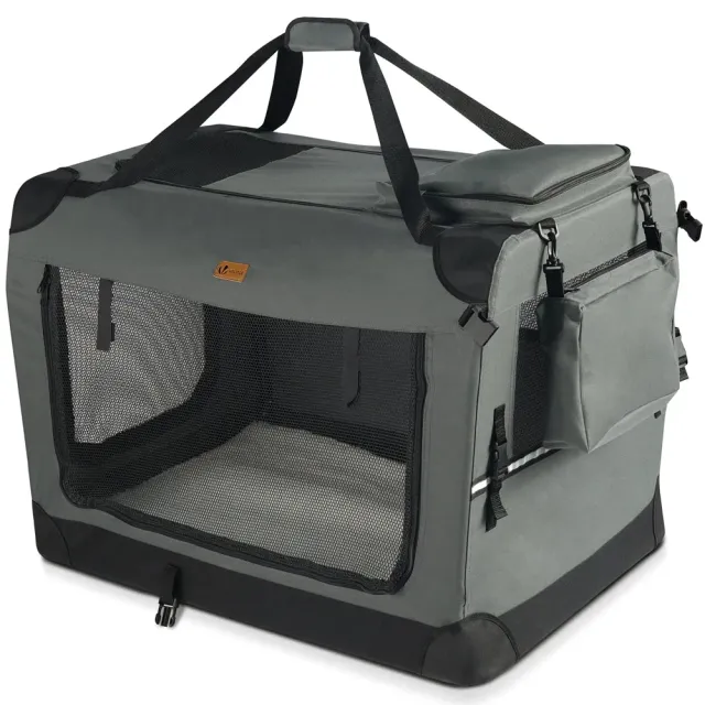 Vounot trasportino cane pieghevole 82x60x60 cm grigio