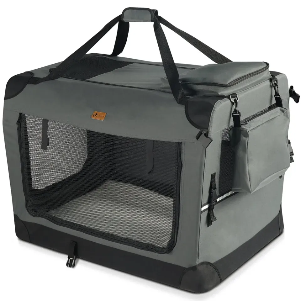 Vounot trasportino cane pieghevole 82x60x60 cm grigio