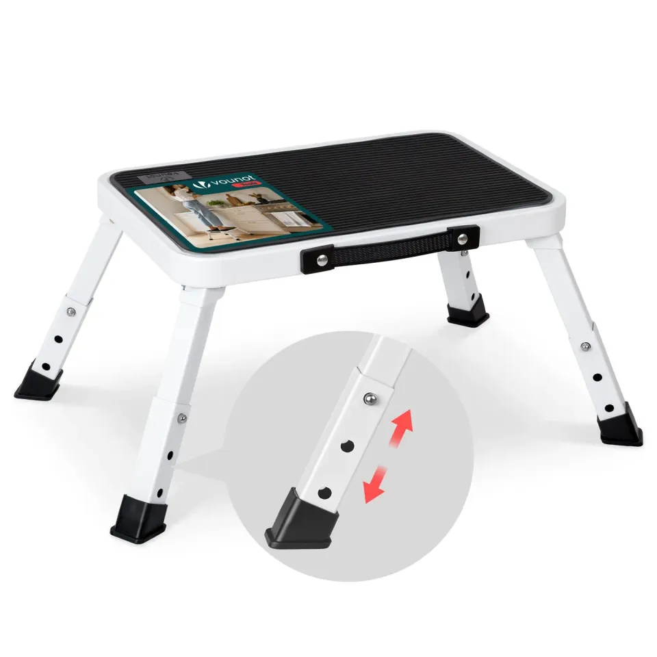 Vounot sgabello scaletta pieghevole bianco 3 altezze 150kg