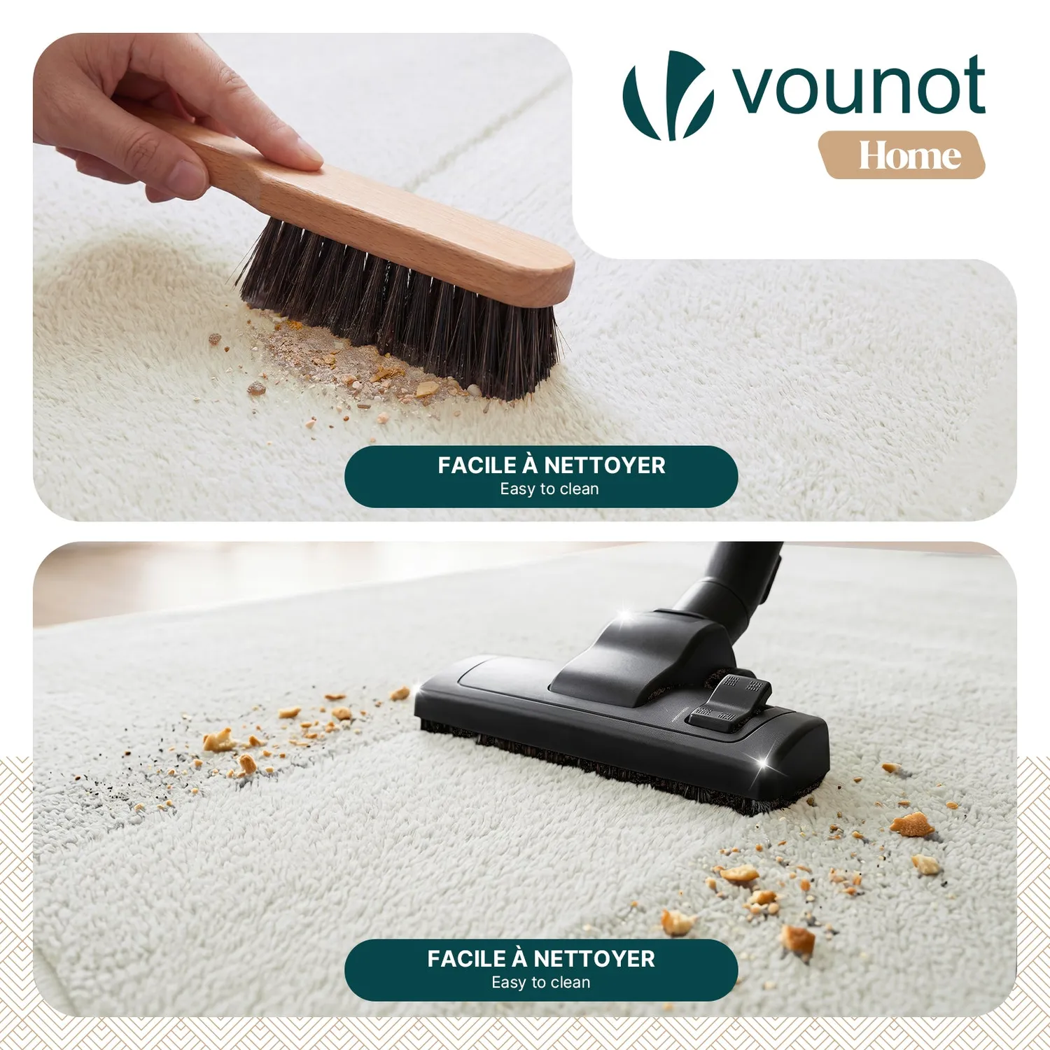 Vounot Tappeto Salotto 120x160cm Crema Pelo Raso Antiscivolo