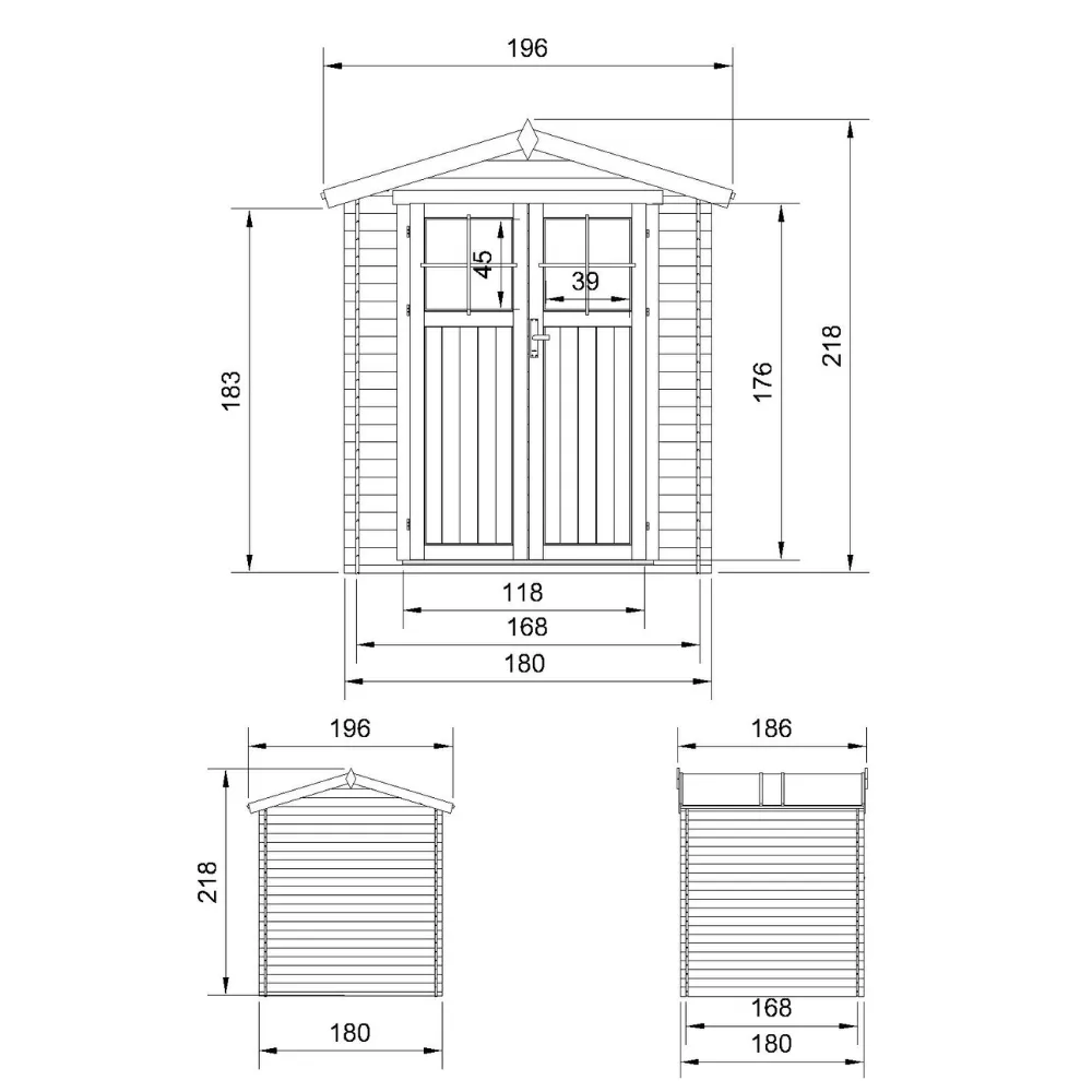 Timbela M320F Casetta Giardino Legno 180x180 con Finestre