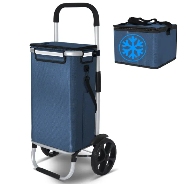 Vounot Carrello Spesa Pieghevole 58L Blu Alluminio 40 kg