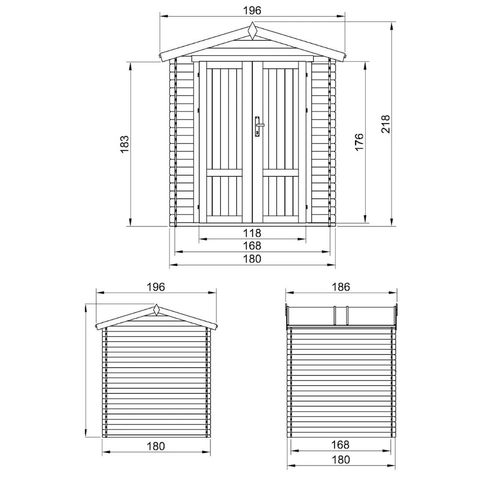Timbela M320F1 Casetta Legno 180x180 cm 19 mm