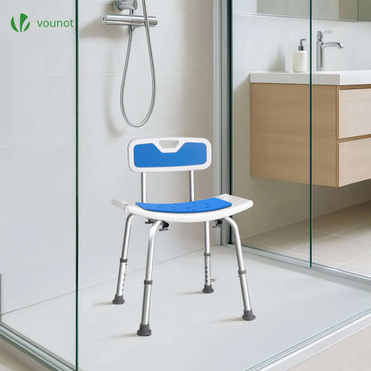VOUNOT Sedia Doccia Regolabile 70-83cm Blu