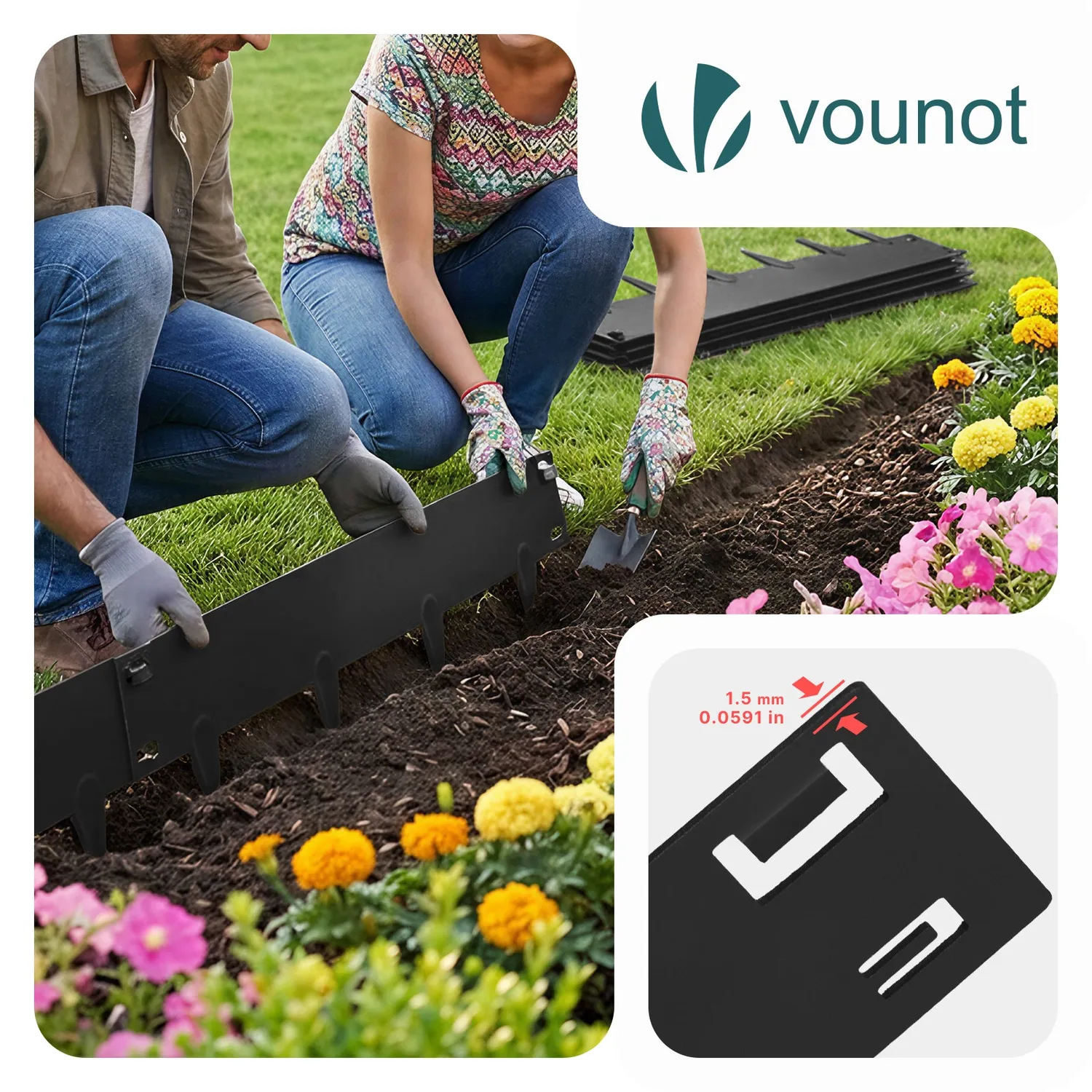 Vounot bordure giardino acciaio nero 106 cm 5 pezzi