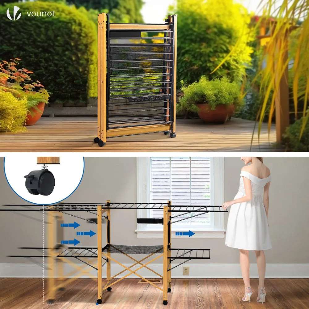 VOUNOT stendibiancheria deluxe nero effetto legno 30m 25kg