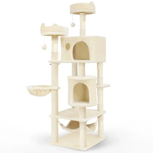 Vounot albero gatto grande 5 livelli 168 cm beige sisal