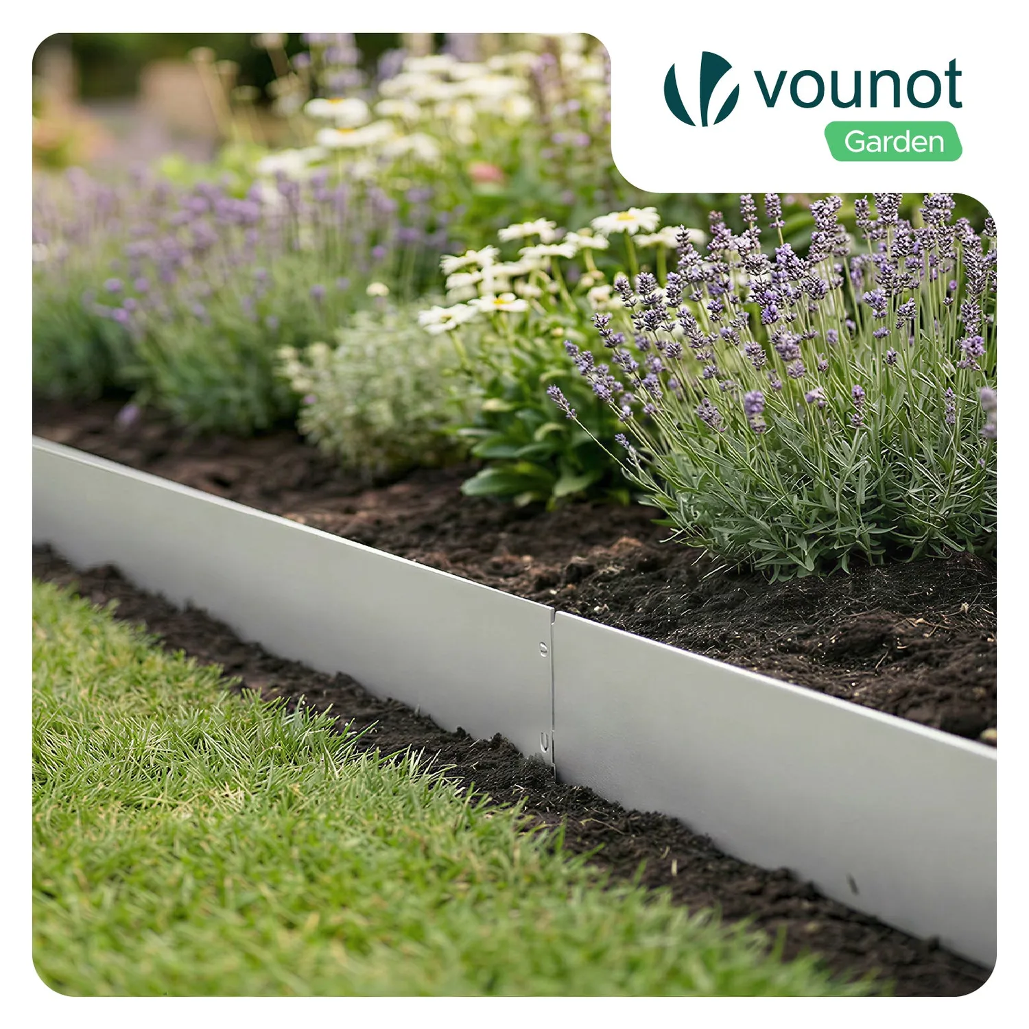 Vounot Bordura Giardino Metallo Zincato 100x18cm 10 Pezzi Flessibile
