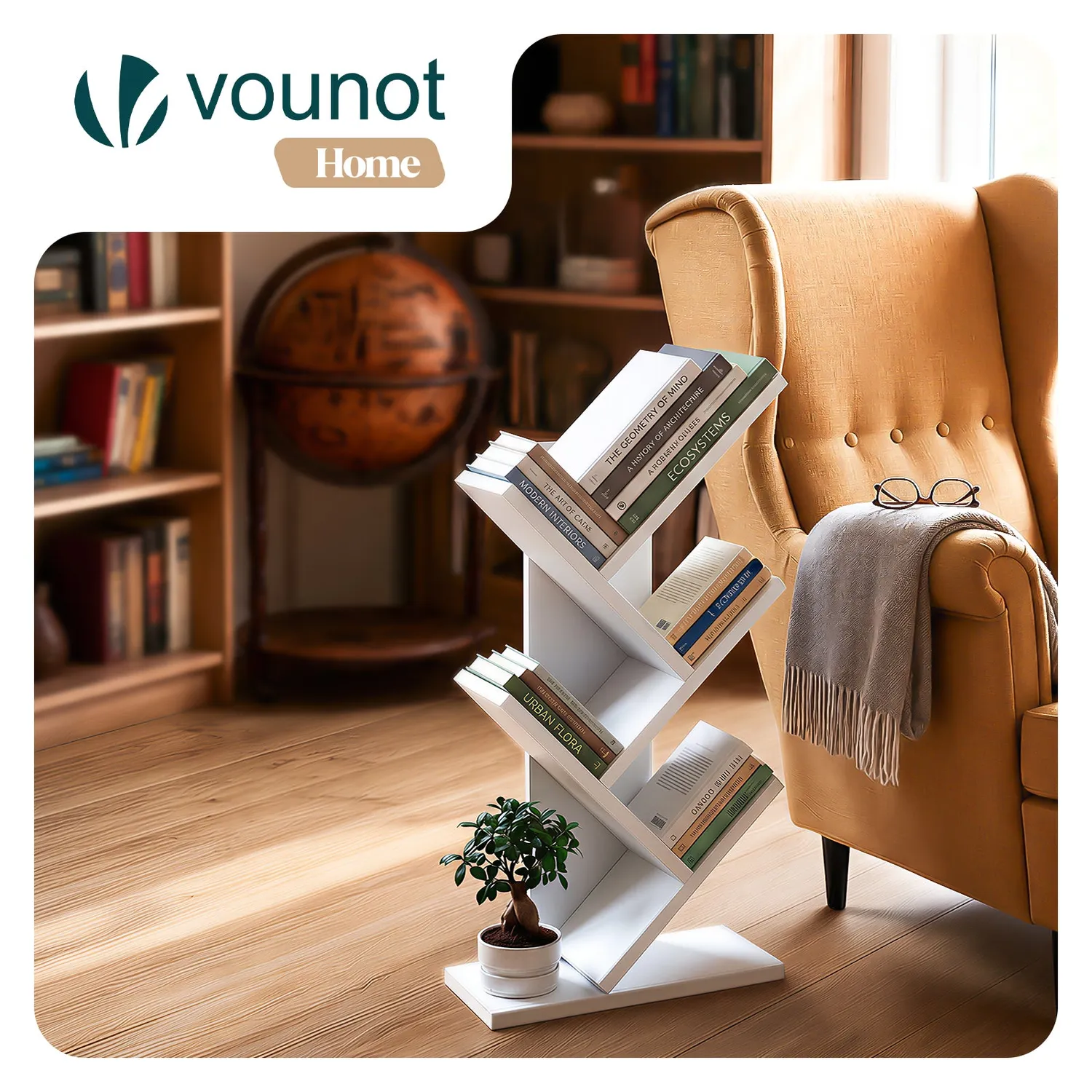 Vounot libreria albero 30x16x60 cm bianca