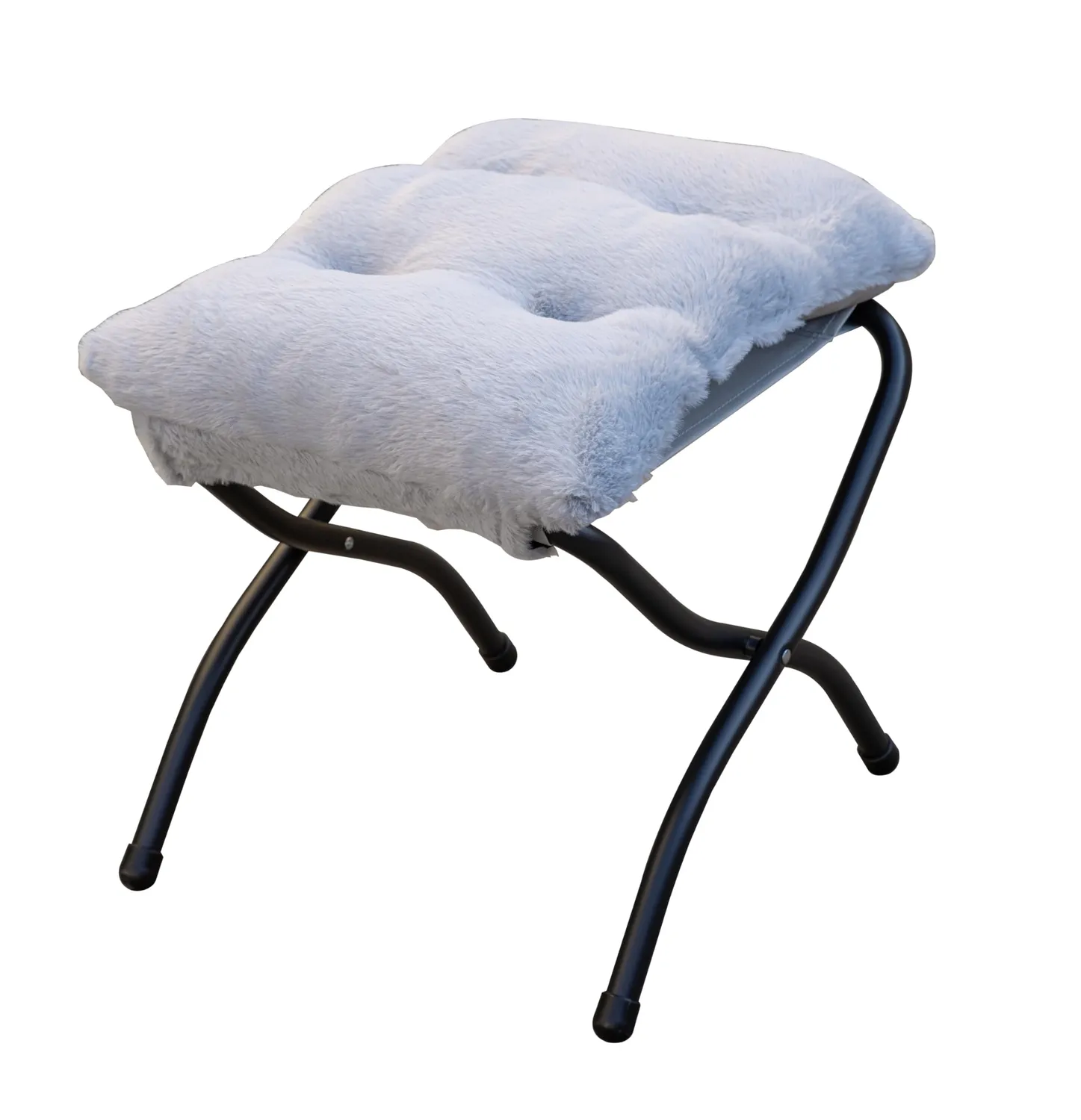 Quick Star poggiapiedi pieghevole peluche grigio 44x41x37