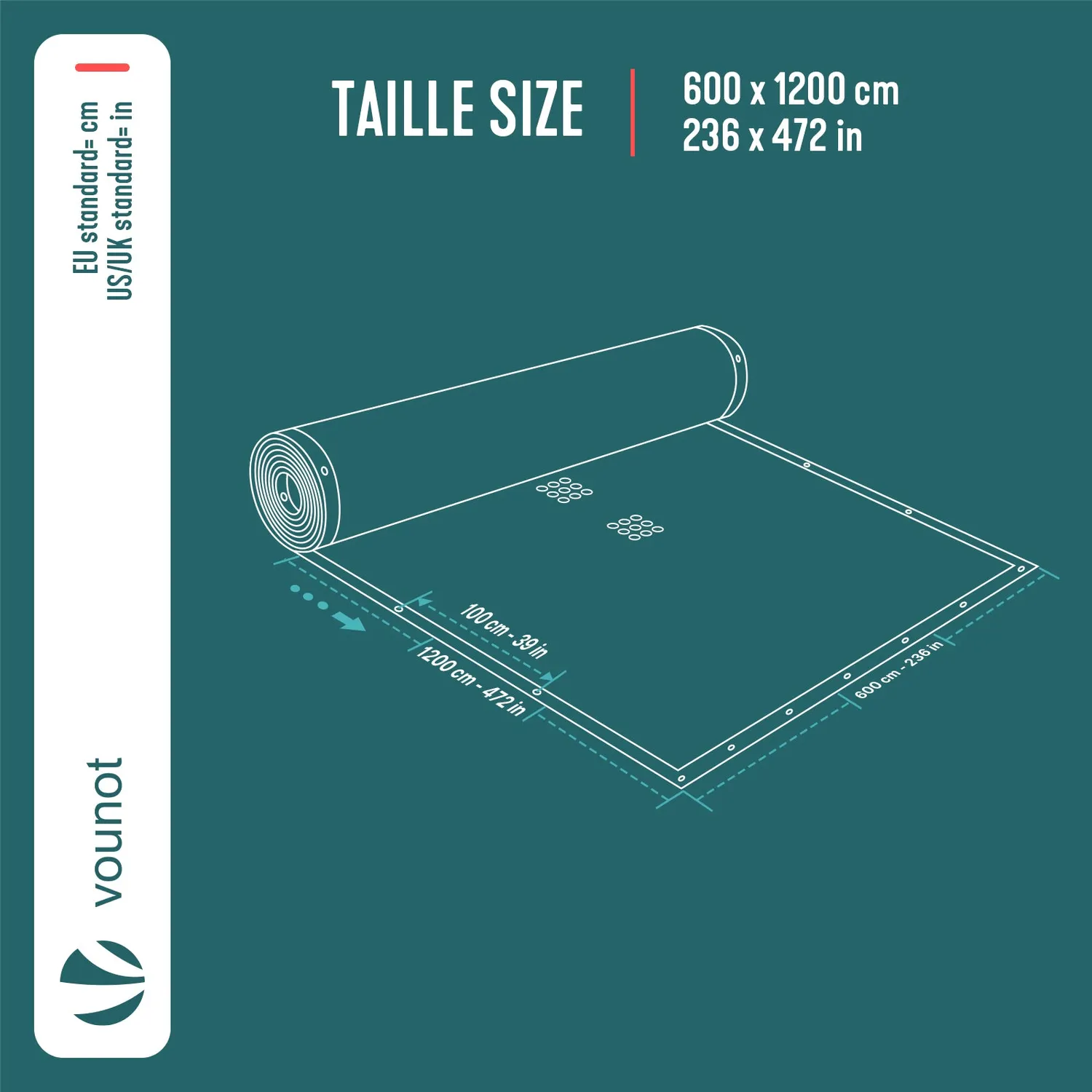 VOUNOT Copertura piscina rettangolare 6x12m blu 160g/m2