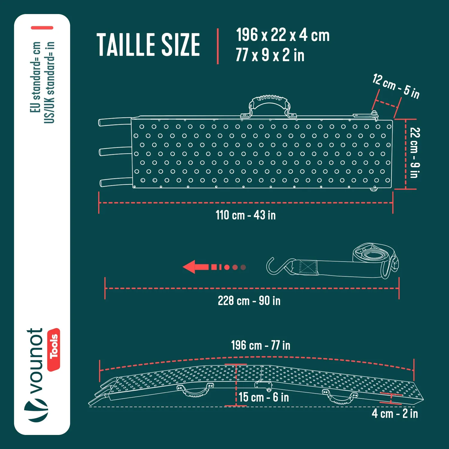 Vounot Rampe Carico Pieghevoli 196 cm Acciaio 400 kg 2 pz