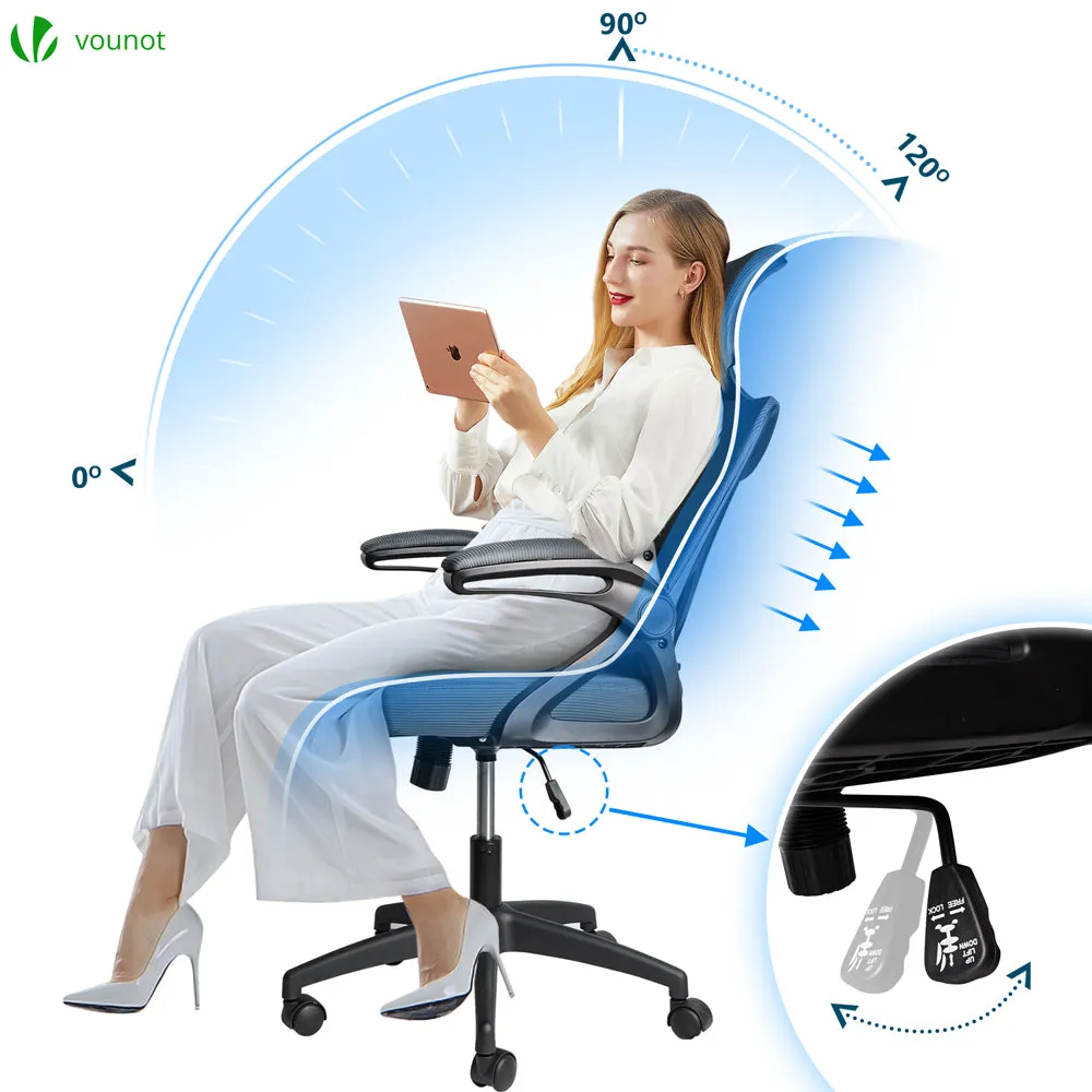 VOUNOT sedia ufficio ergonomica grigia con poggiatesta traspirante