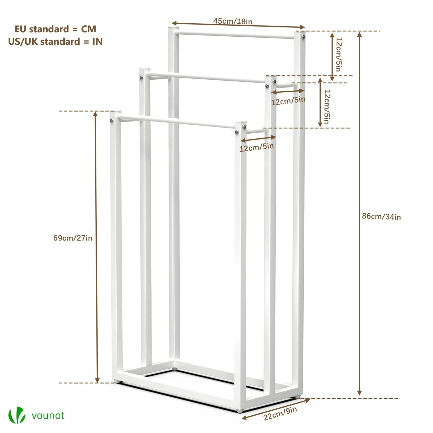 Vounot portasalviette piantana bagno bianco 3 livelli