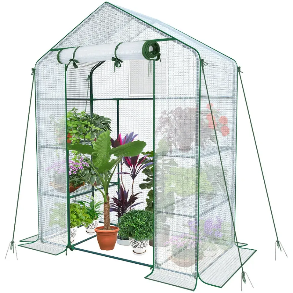 VOUNOT serra da giardino con ripiani 143x73x195cm bianca