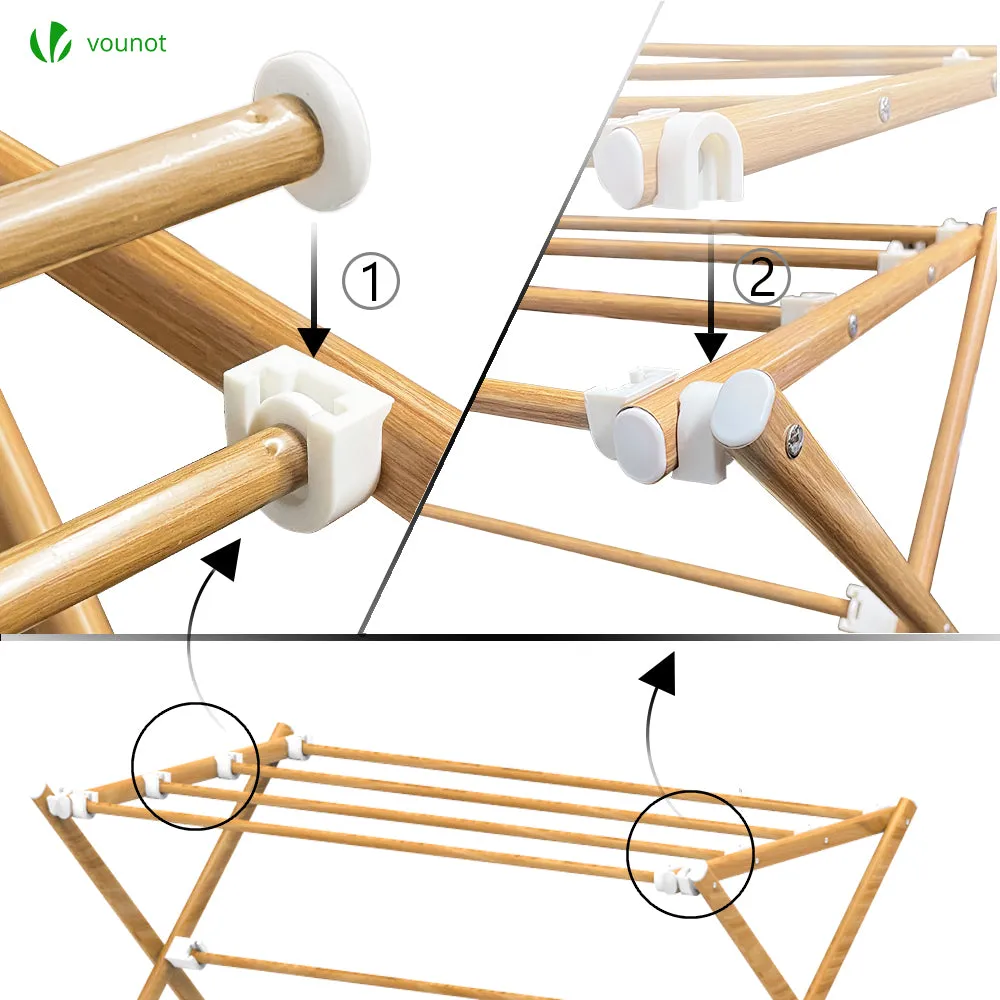 VOUNOT stendibiancheria pieghevole effetto legno 7 m 15 kg