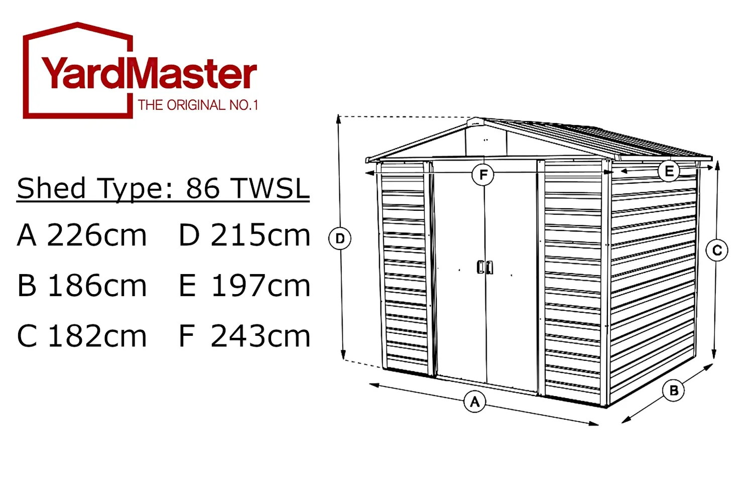 Yardmaster Shiplap 8x6 casetta metallo tetto a due falde teak